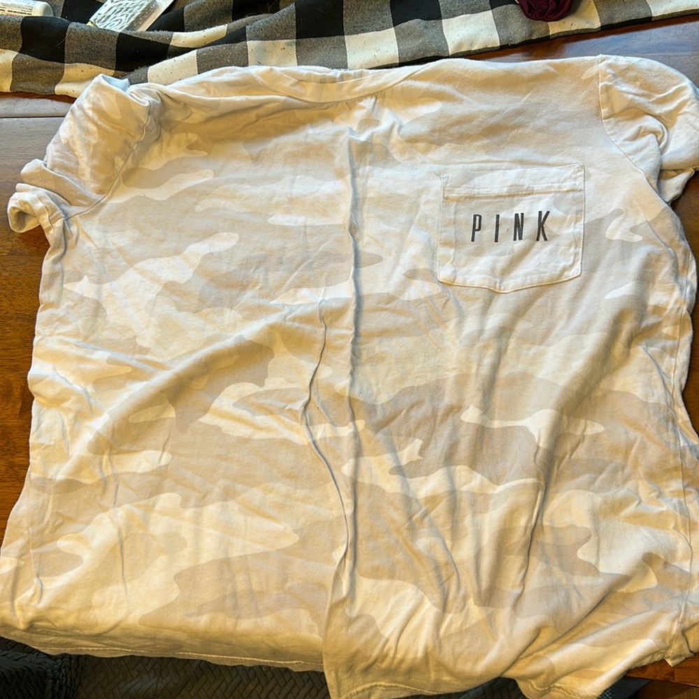 White camo PINK women’s shirt.